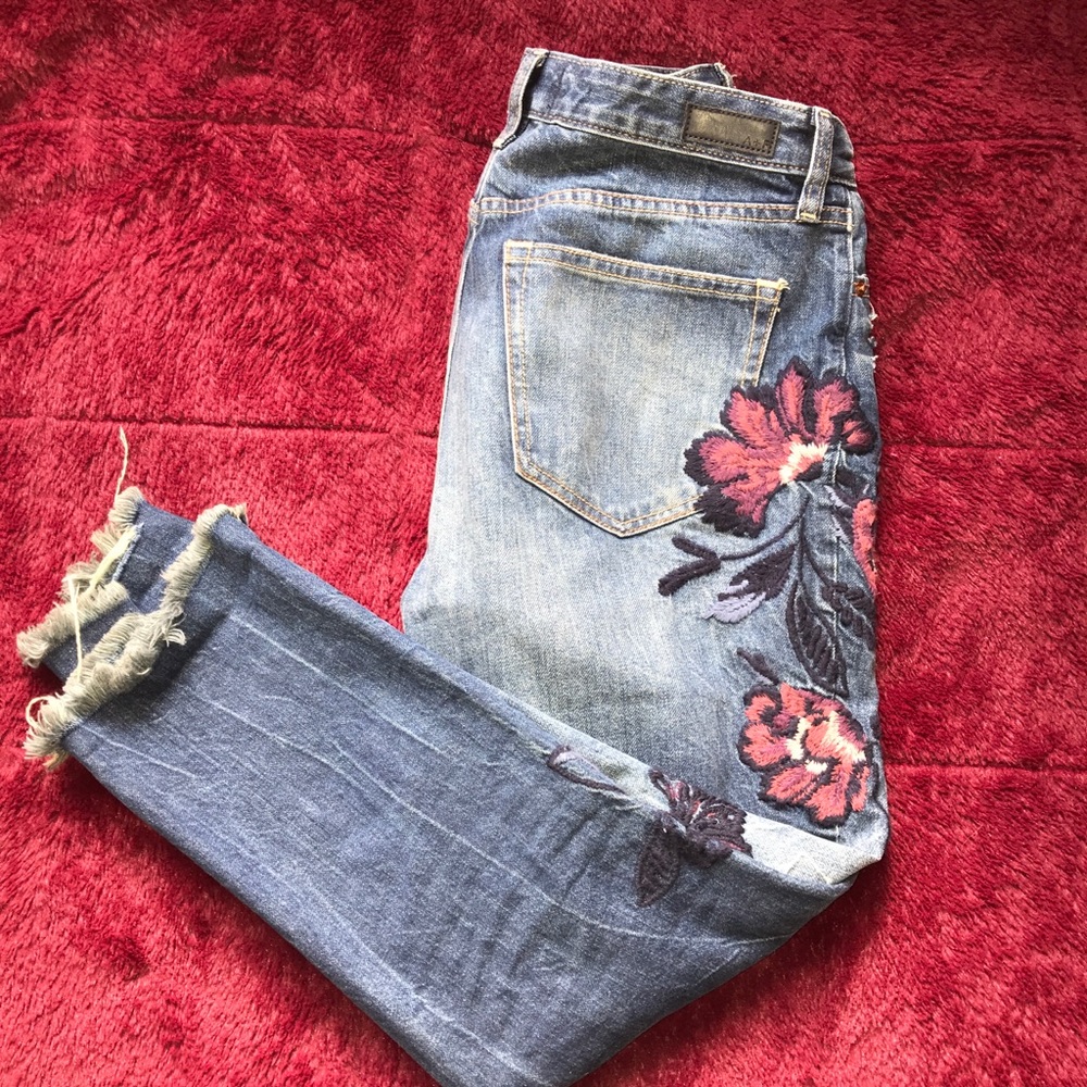 Embroidered floral jeans